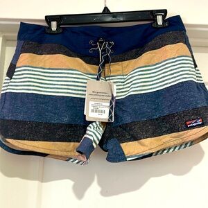 New Patagonia W's Wavefarer Boardshorts 5" Stripe Texture Tidepool Blue Size 8